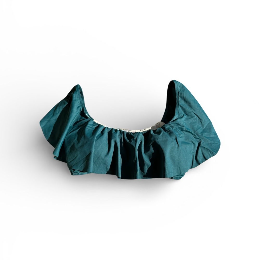 NWT Eberjey Margarita ruffle bikini top palm green large